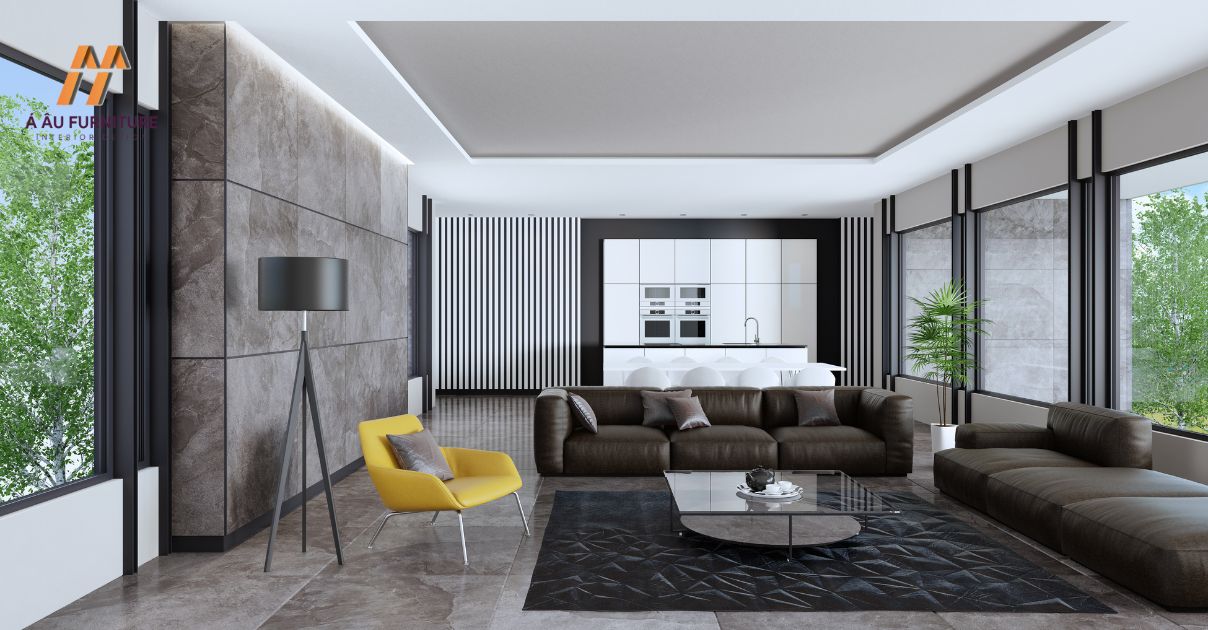 phòng khách biệt thự hiện đại