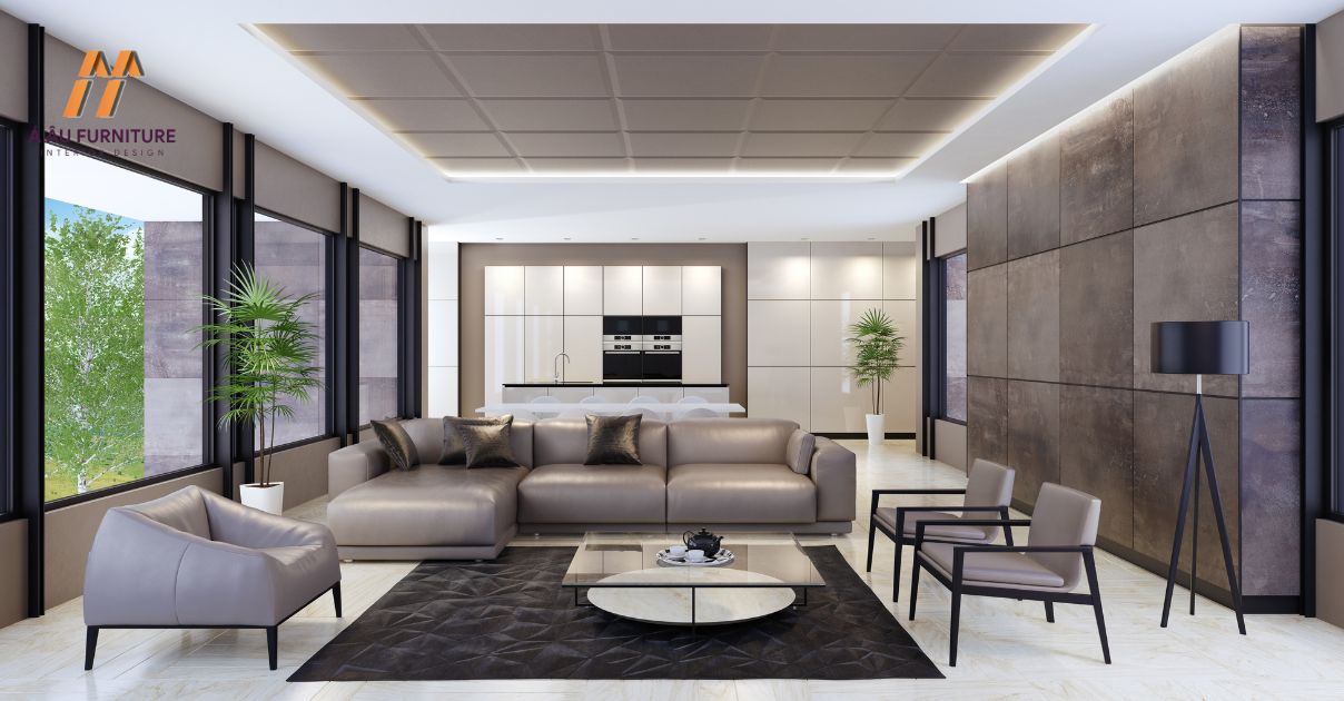 phòng khách biệt thự hiện đại