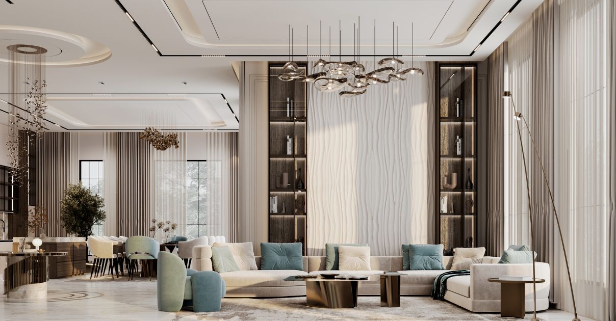 Phòng khách biệt thự hiện đại