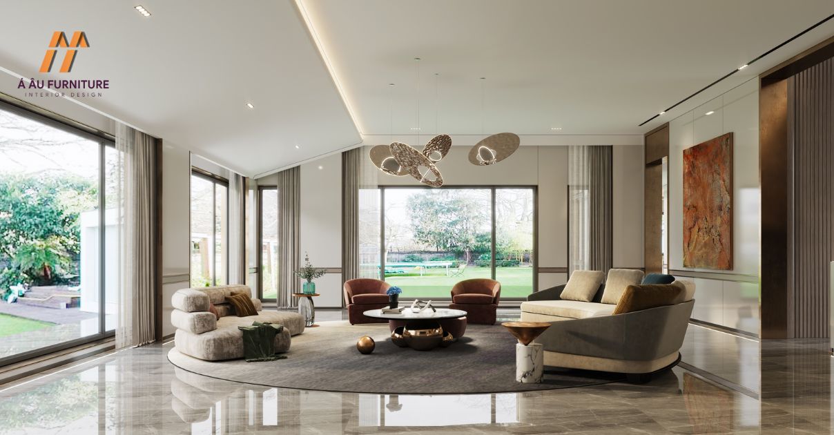 Phòng khách biệt thự hiện đại