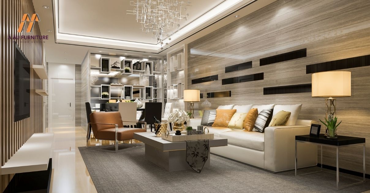 phòng khách biệt thự hiện đại