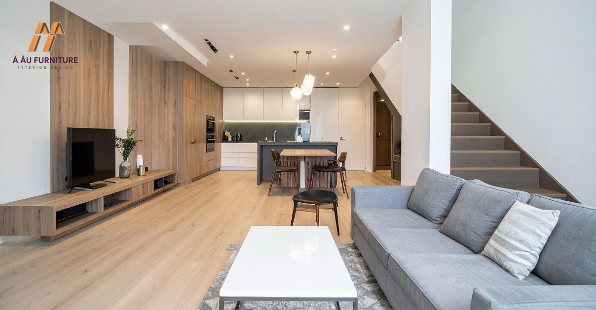 phòng khách liền bếp