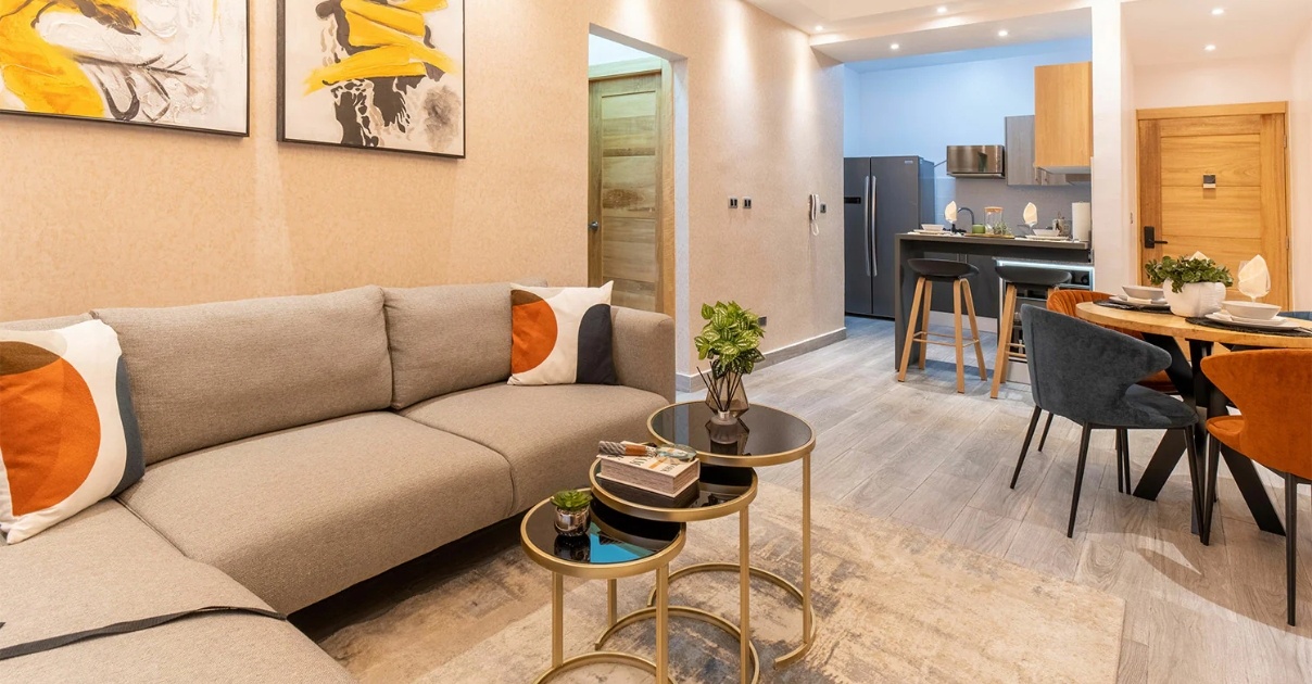 phòng khách liền bếp