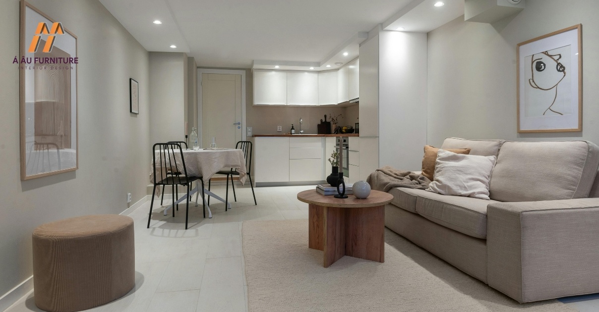 phòng khách liền bếp