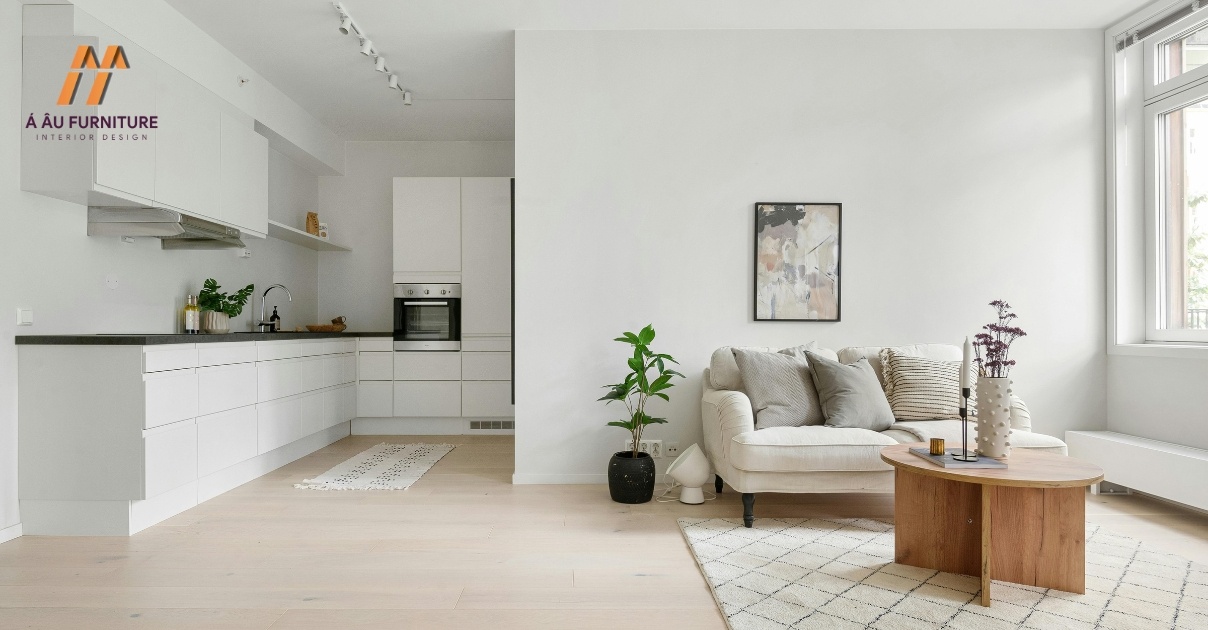 phòng khách liền bếp