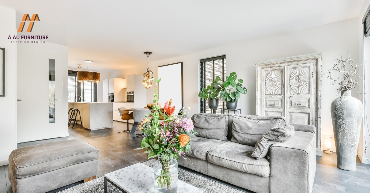 phòng khách liền bếp