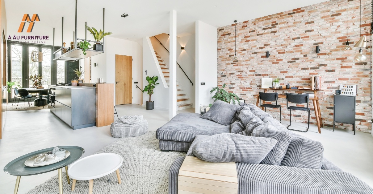 phòng khách liền bếp