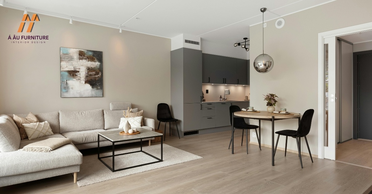 phòng khách liền bếp