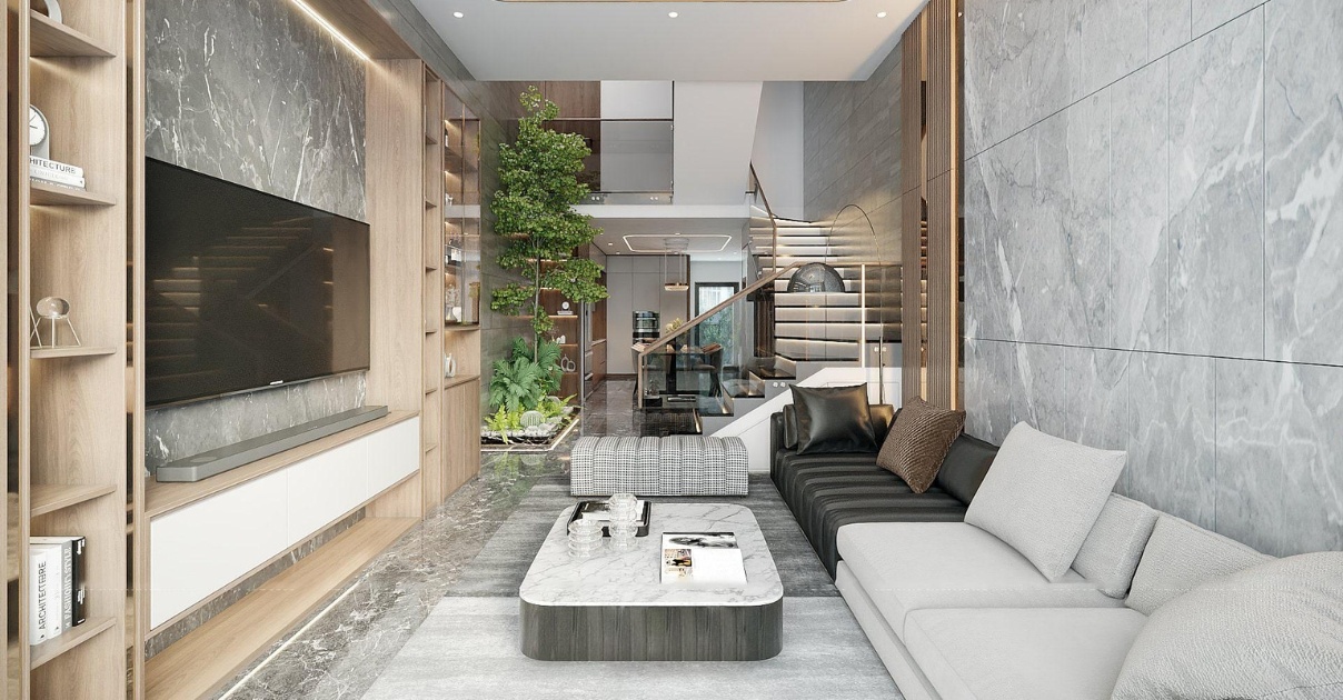 phòng khách nhà phố