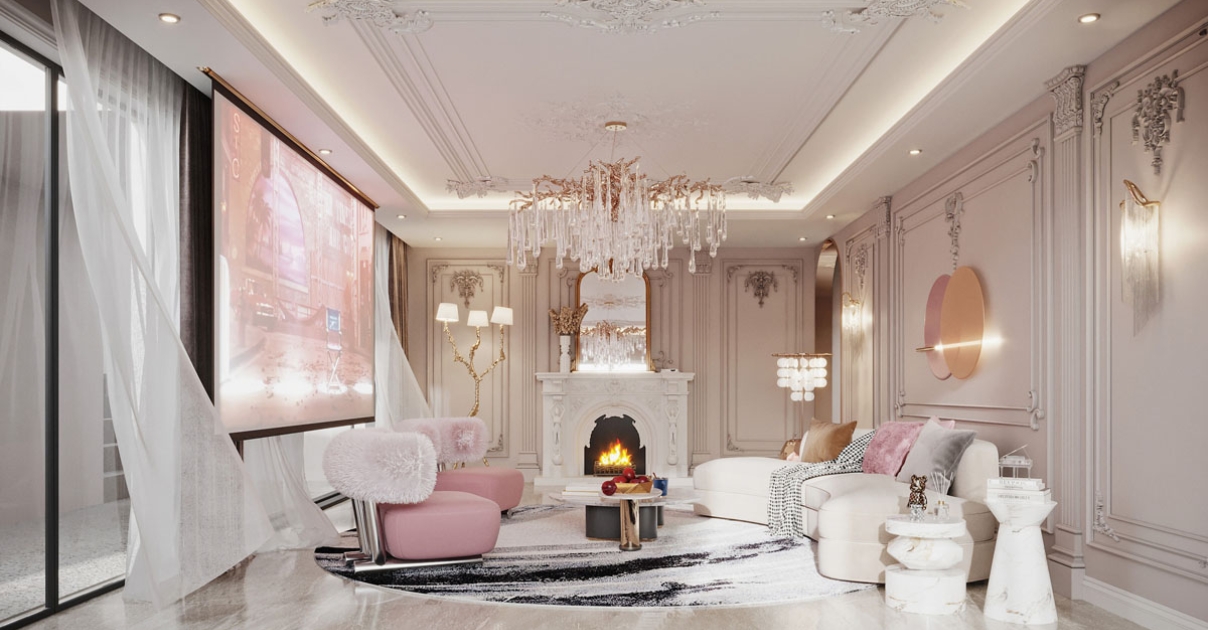 thiết kế phòng khách Tân cổ điển