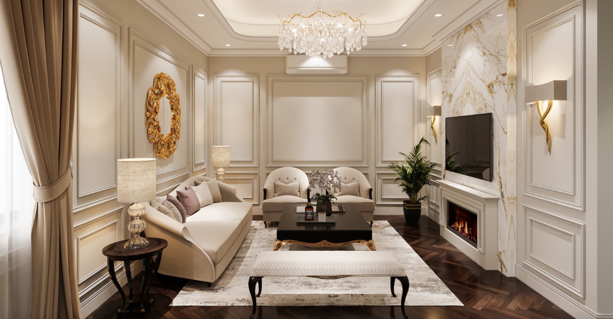 thiết kế phòng khách Tân cổ điển