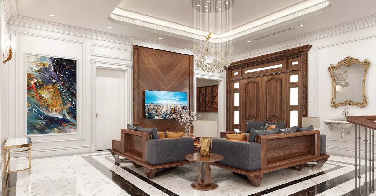 thiết kế phòng khách Tân cổ điển