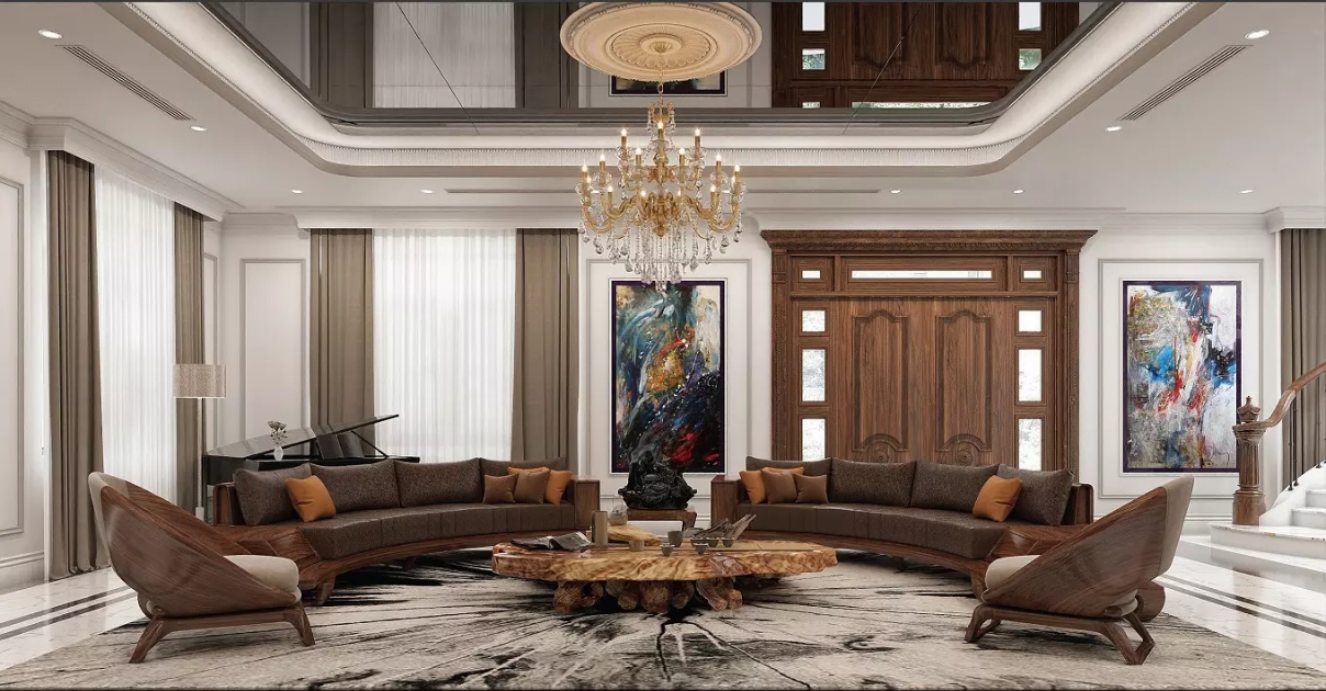 thiết kế phòng khách Tân cổ điển