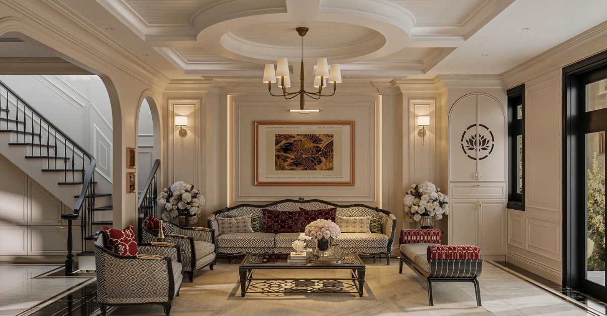 thiết kế phòng khách Tân cổ điển