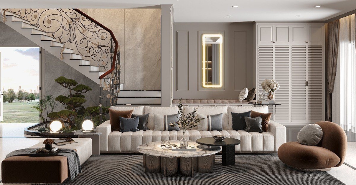 thiết kế phòng khách Tân cổ điển