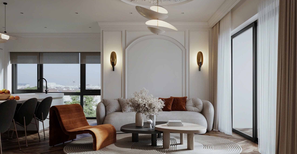 thiết kế phòng khách Tân cổ điển