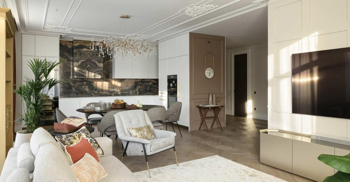 thiết kế phòng khách Tân cổ điển