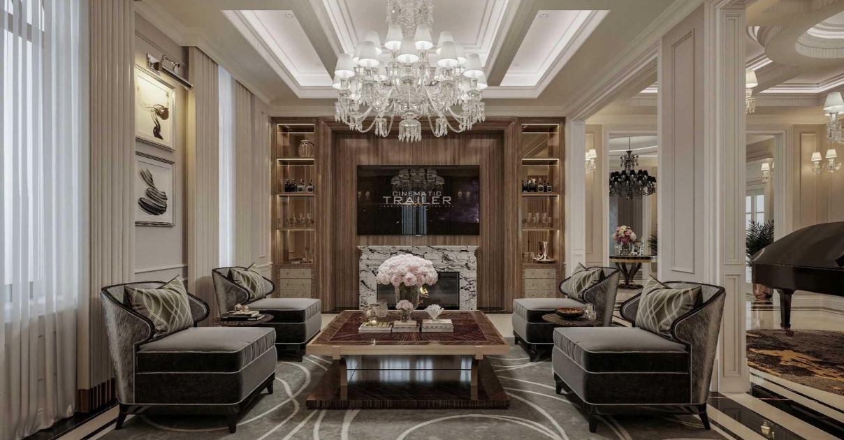 thiết kế phòng khách Tân cổ điển