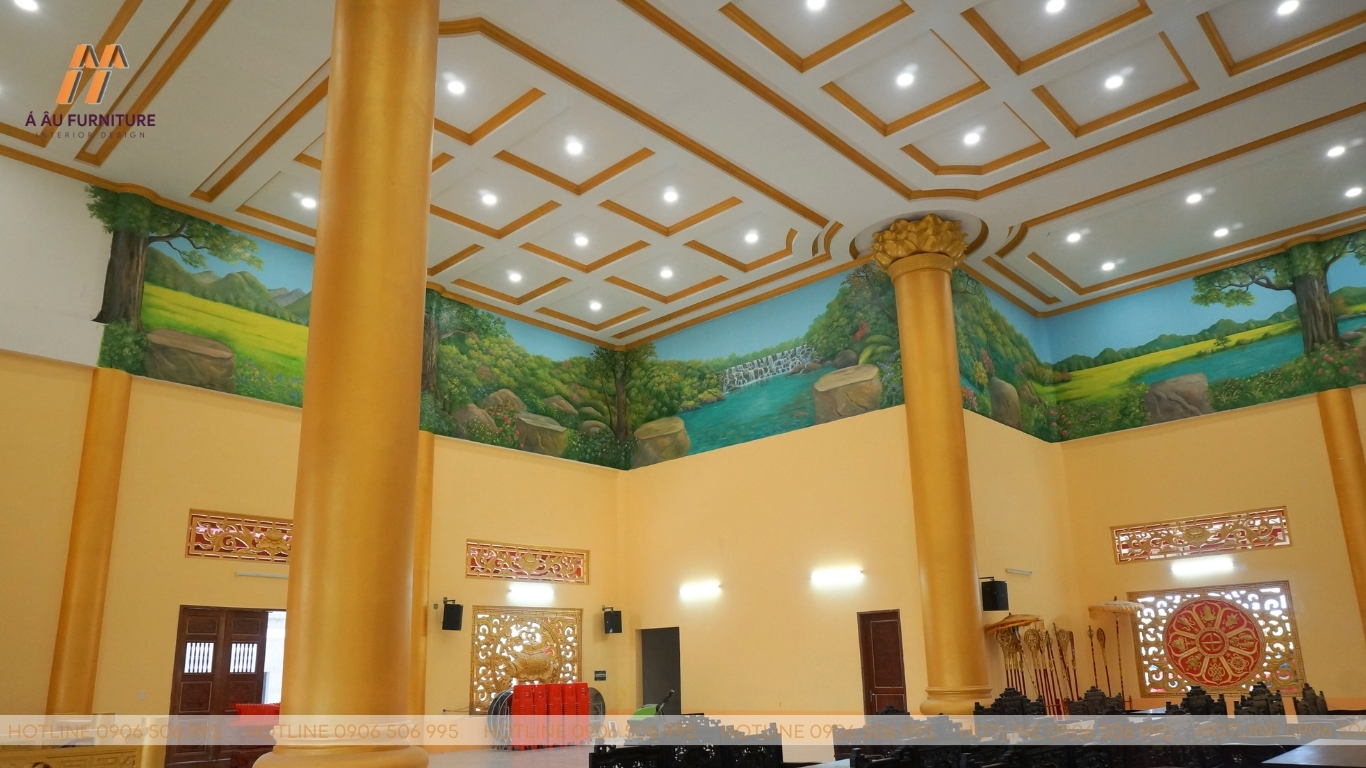 Dự án thi công trần vòm thạch cao Tổ đường chùa Phật Quốc Vạn Thành