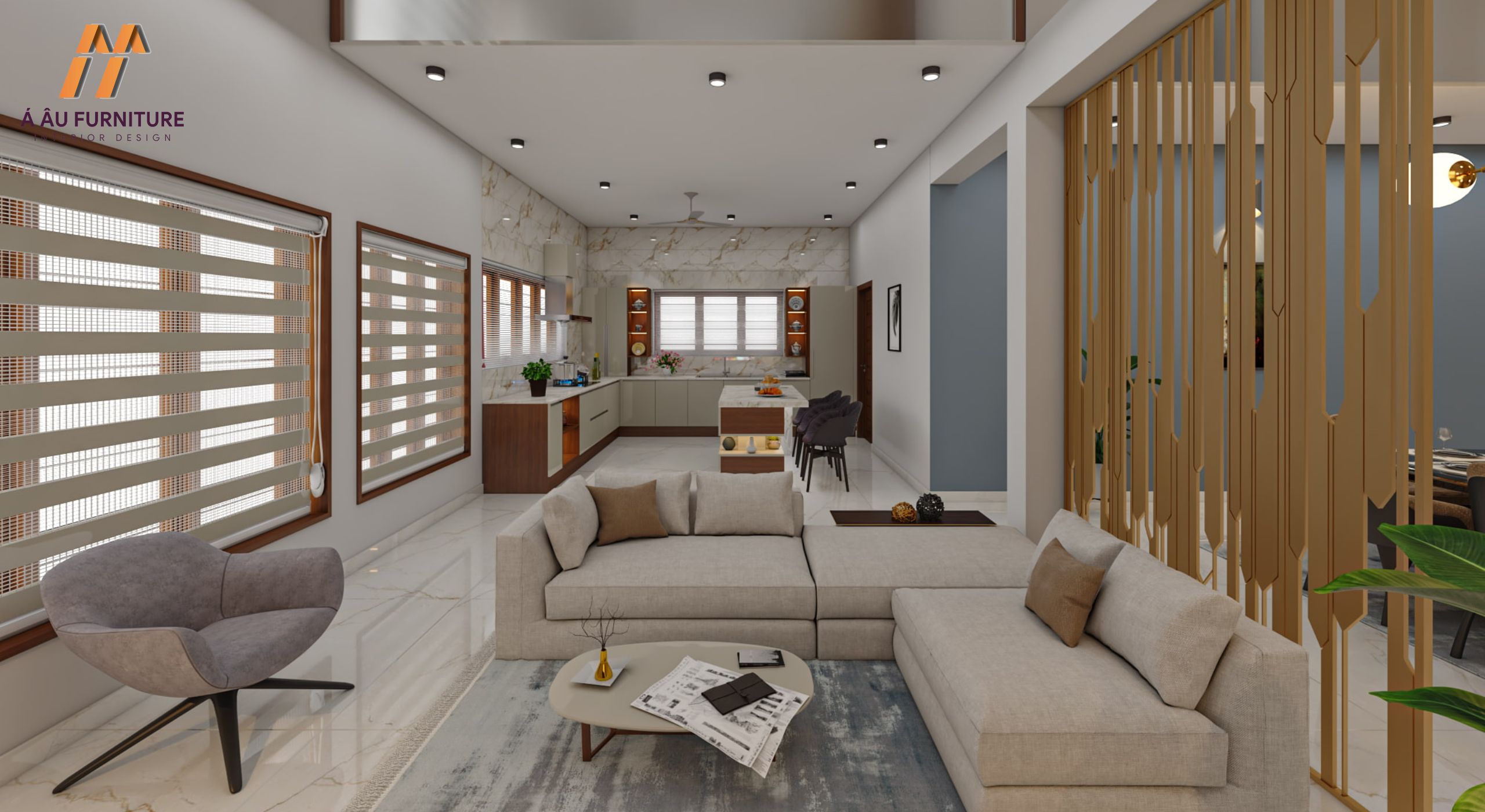 Mẫu phòng khách nhà cấp 4 không gian mở