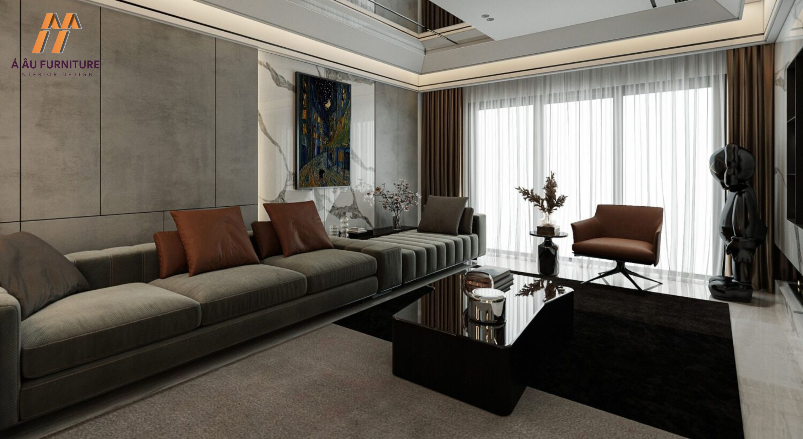 Mẫu phòng khách nhà cấp 4 với gam màu trung tính