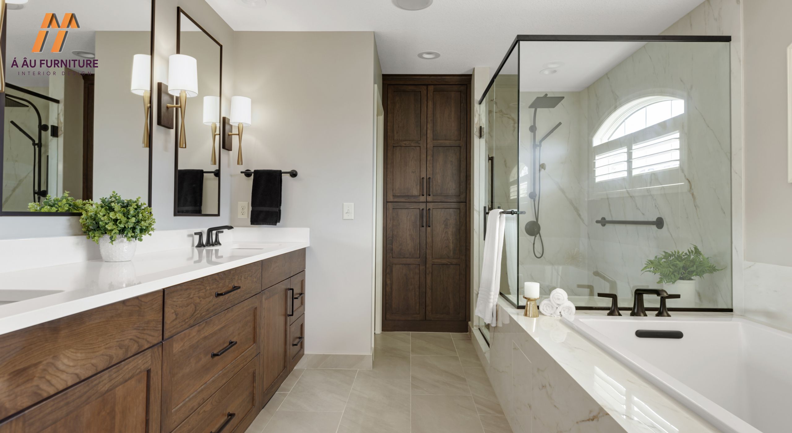 Phòng tắm master kết hợp không gian xanh