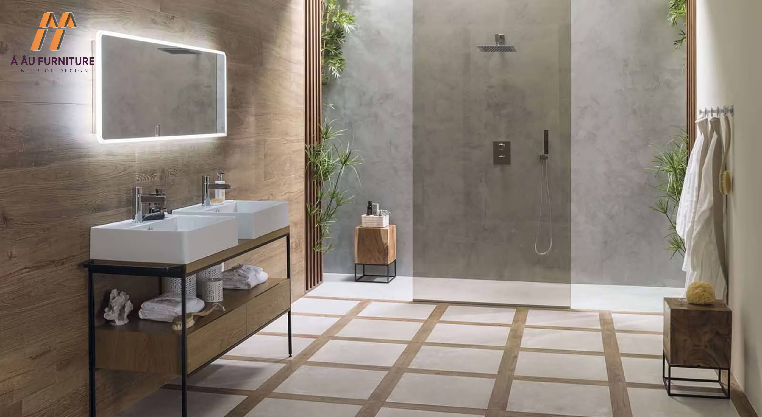 Phòng tắm master kết hợp không gian xanh