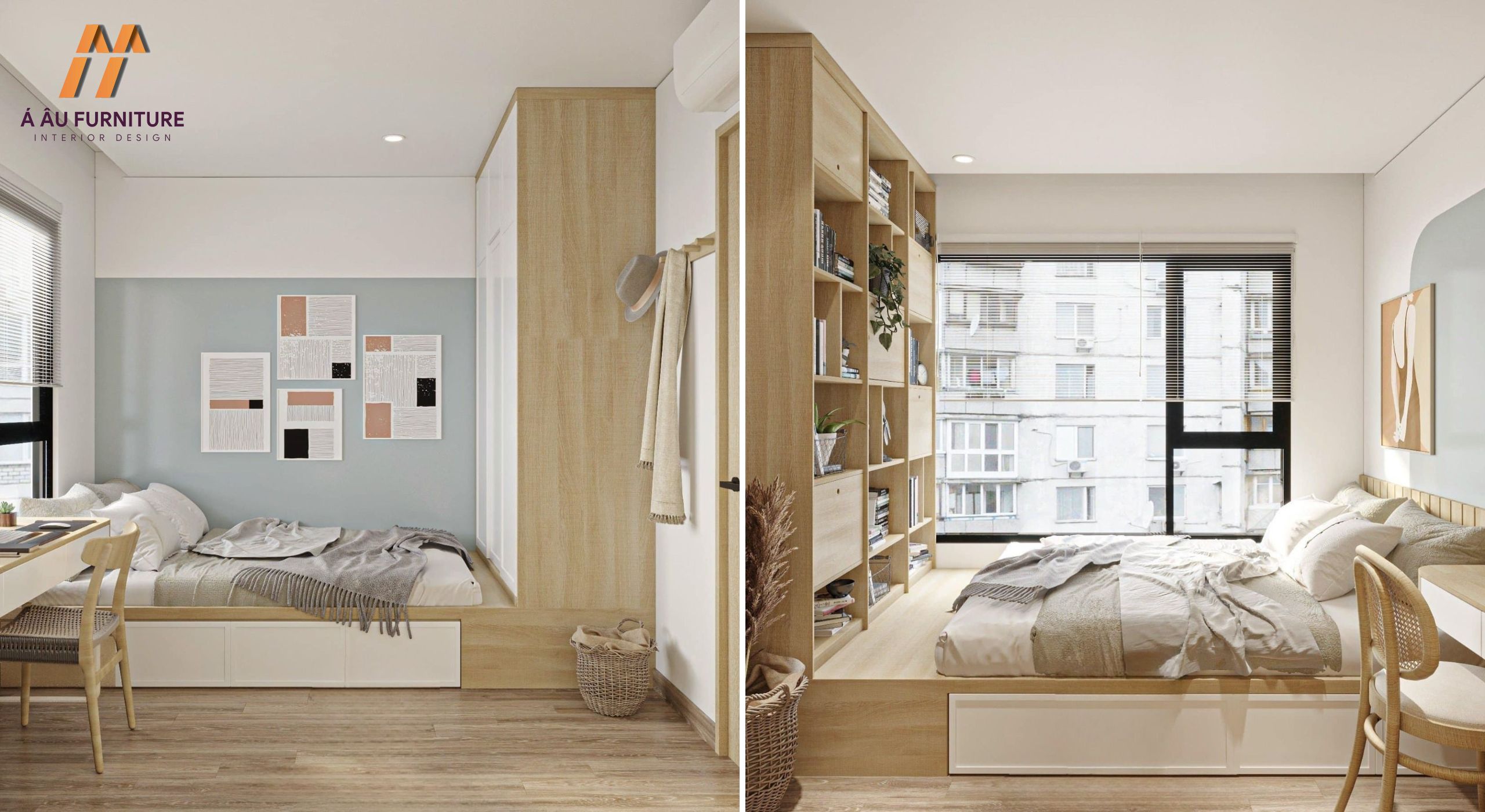 Căn hộ chung cư 55m2 sử dụng màu sắc nhẹ nhàng