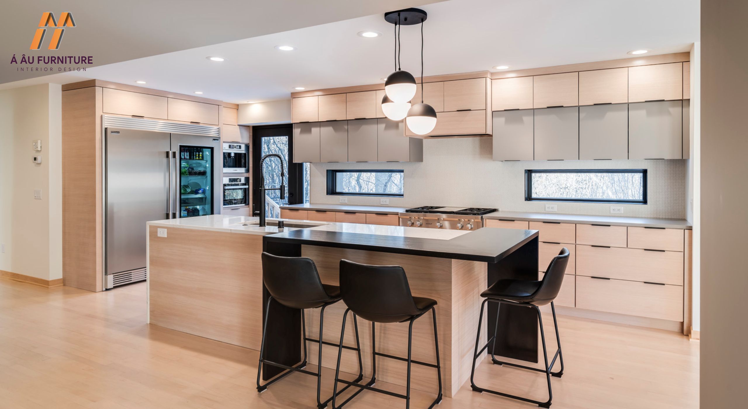 Mẫu thiết kế phòng bếp nhà cấp 4 bằng gỗ công nghiệp