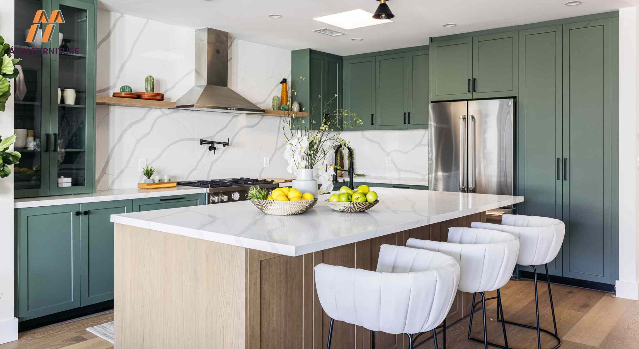 Mẫu nhà bếp nhà cấp 4 có đảo bếp