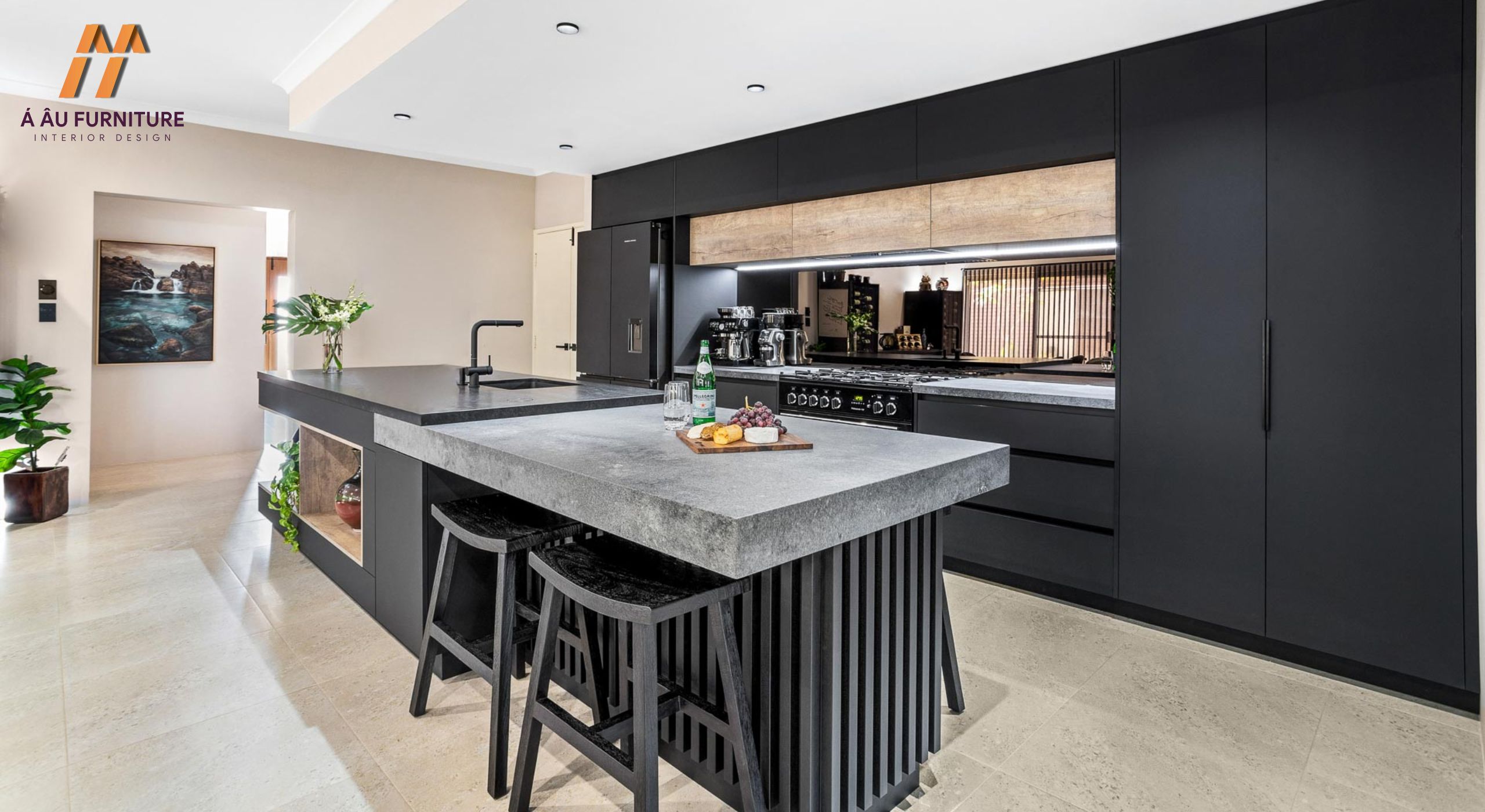 Mẫu nhà bếp nhà cấp 4 có đảo bếp