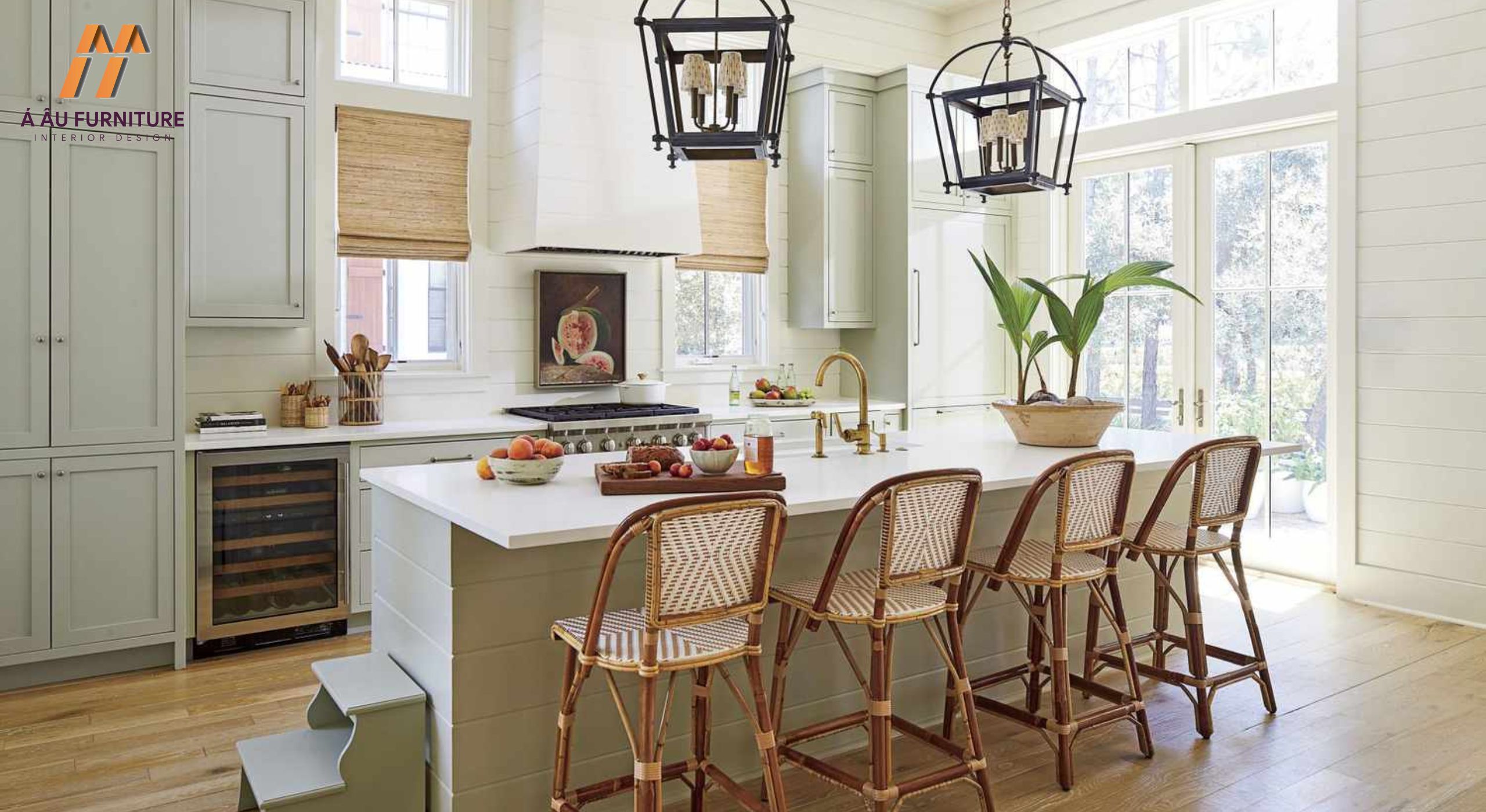 Mẫu nhà bếp nhà cấp 4 có đảo bếp