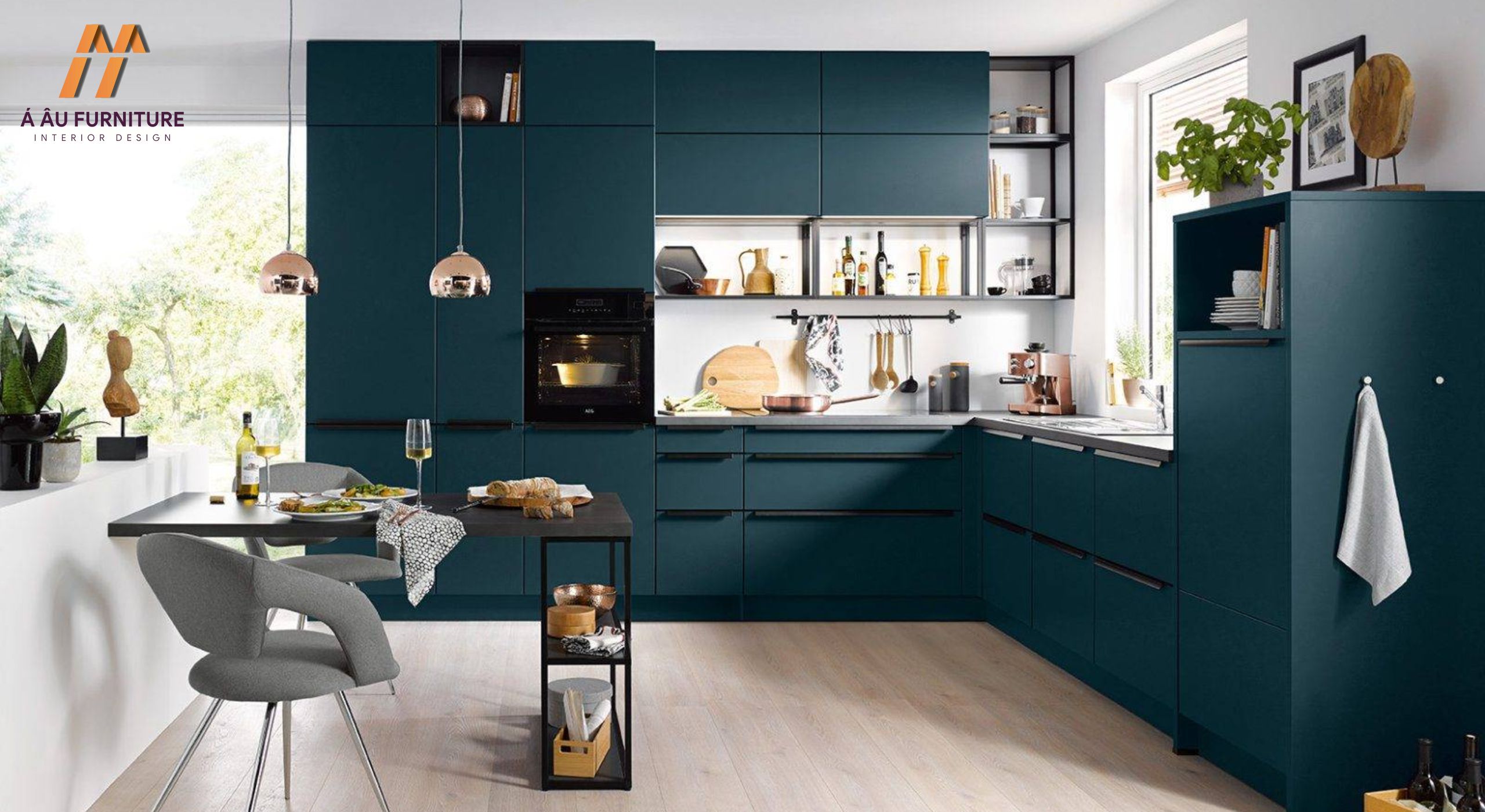 Mẫu phòng bếp nhà cấp 4 với tủ bếp chữ L