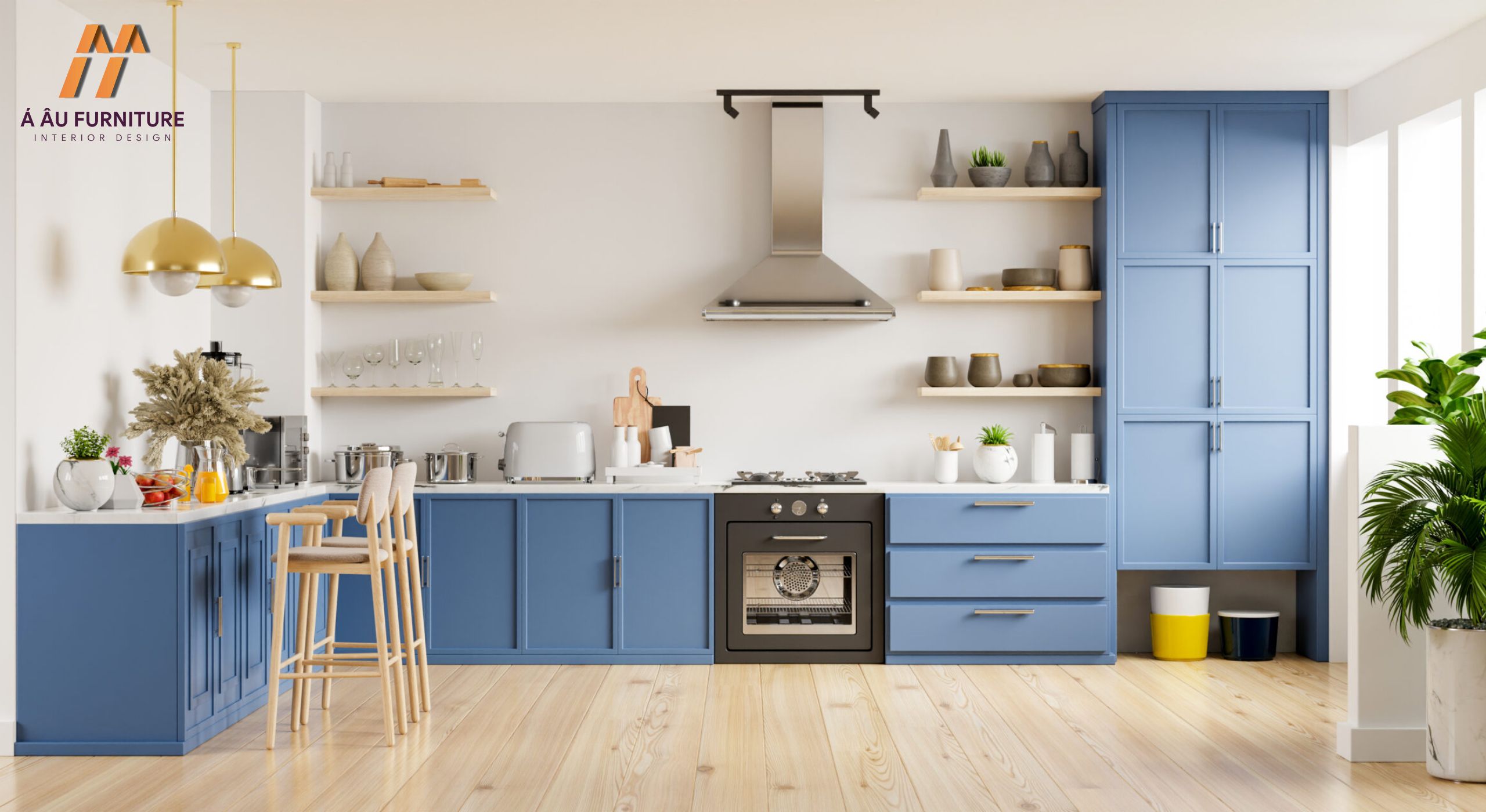 Mẫu phòng bếp nhà cấp 4 với tủ bếp chữ L