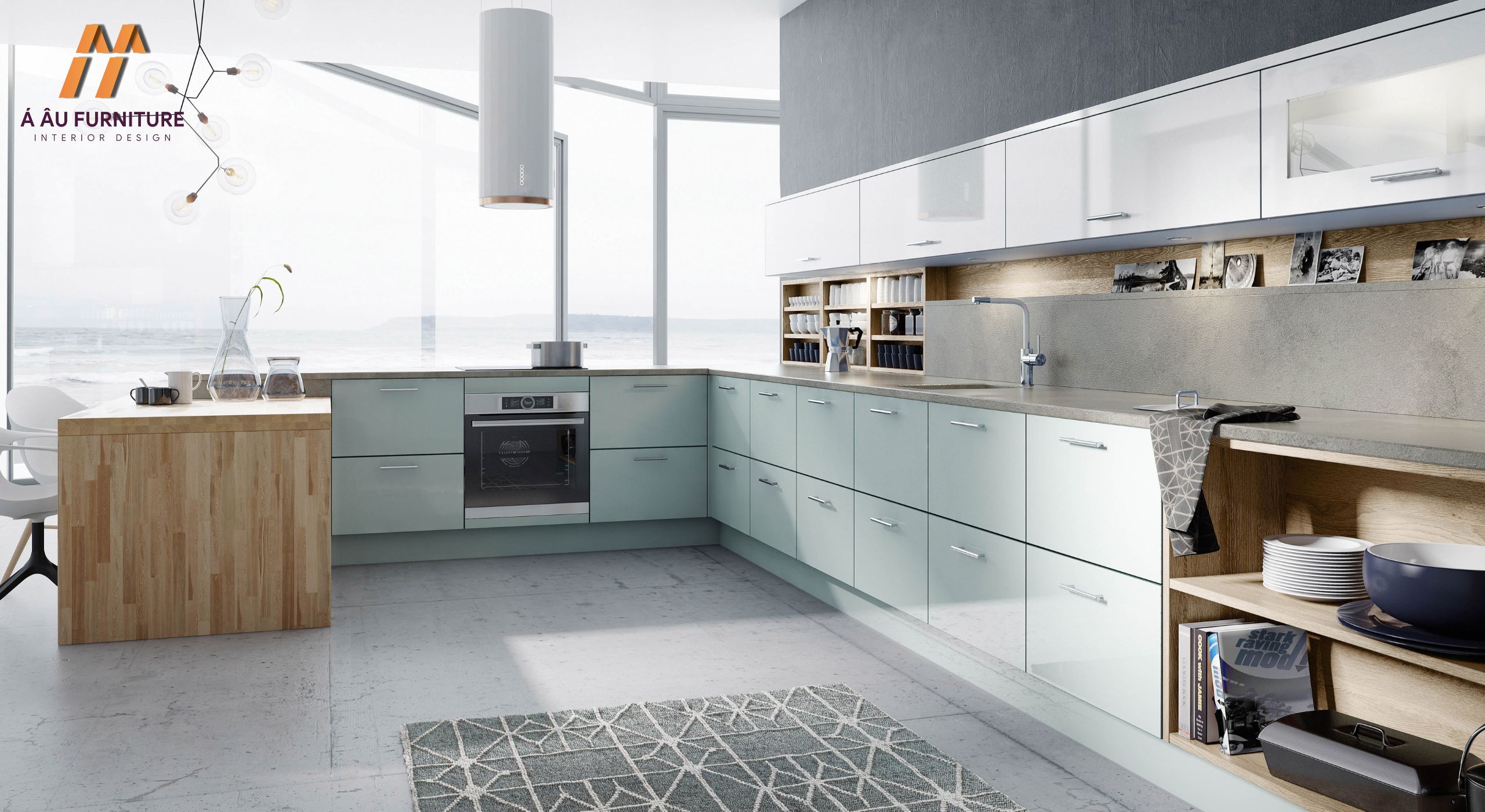 Mẫu phòng bếp nhà cấp 4 với tủ bếp chữ L