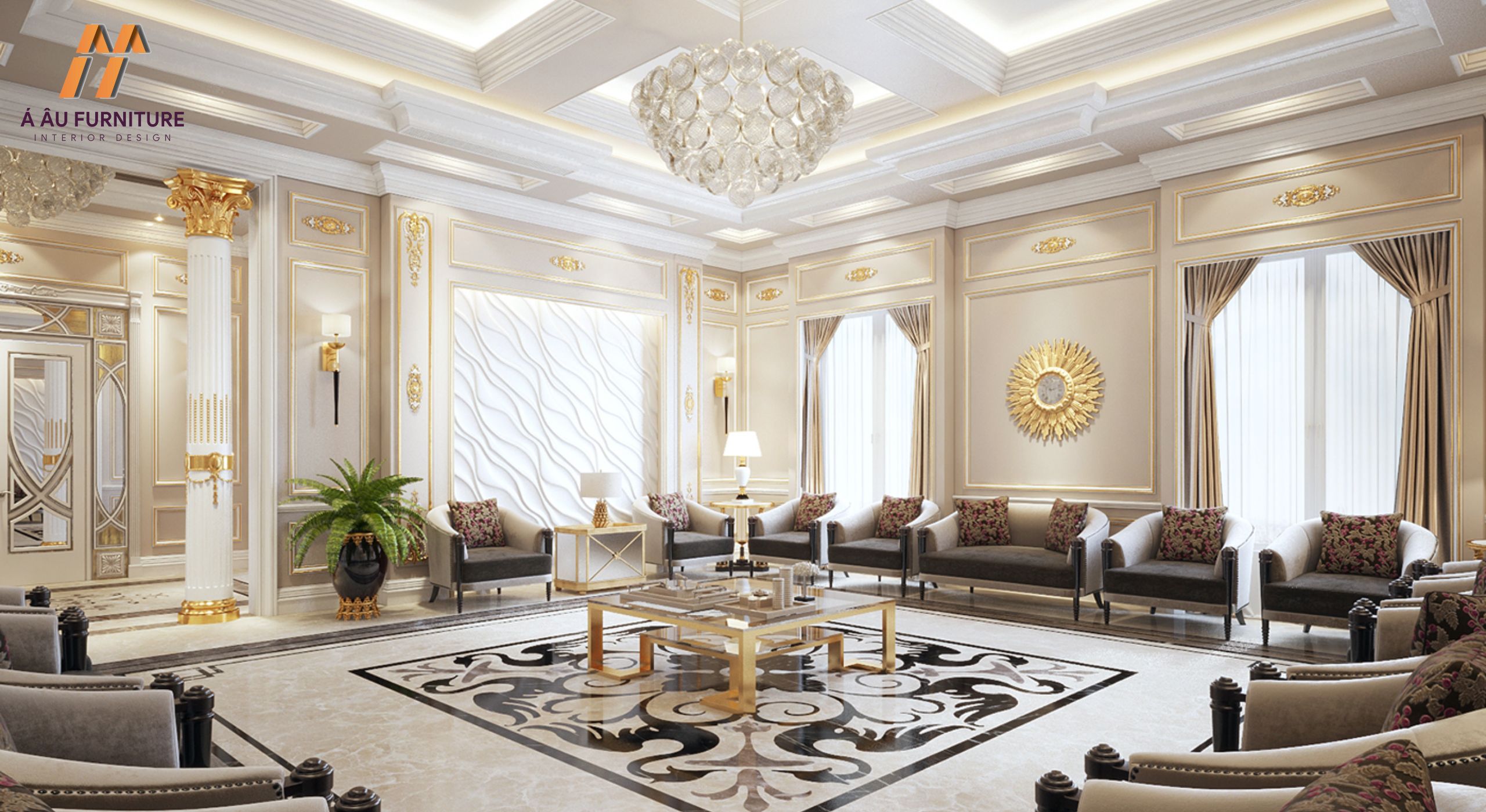 Phòng khách biệt thự cổ điển