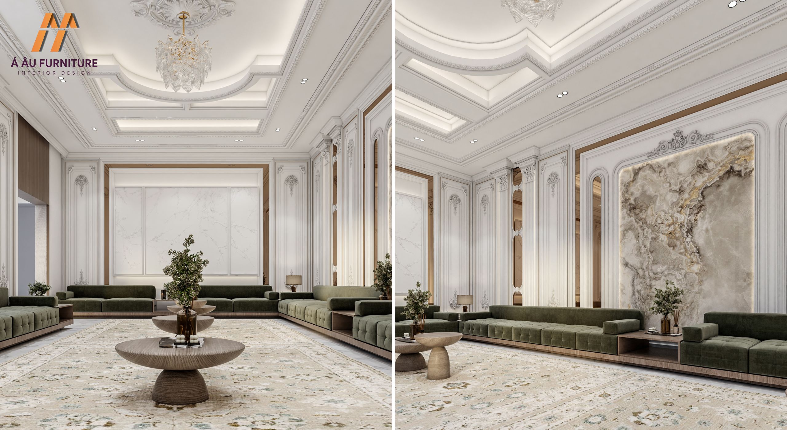 Phòng khách biệt thự cổ điển