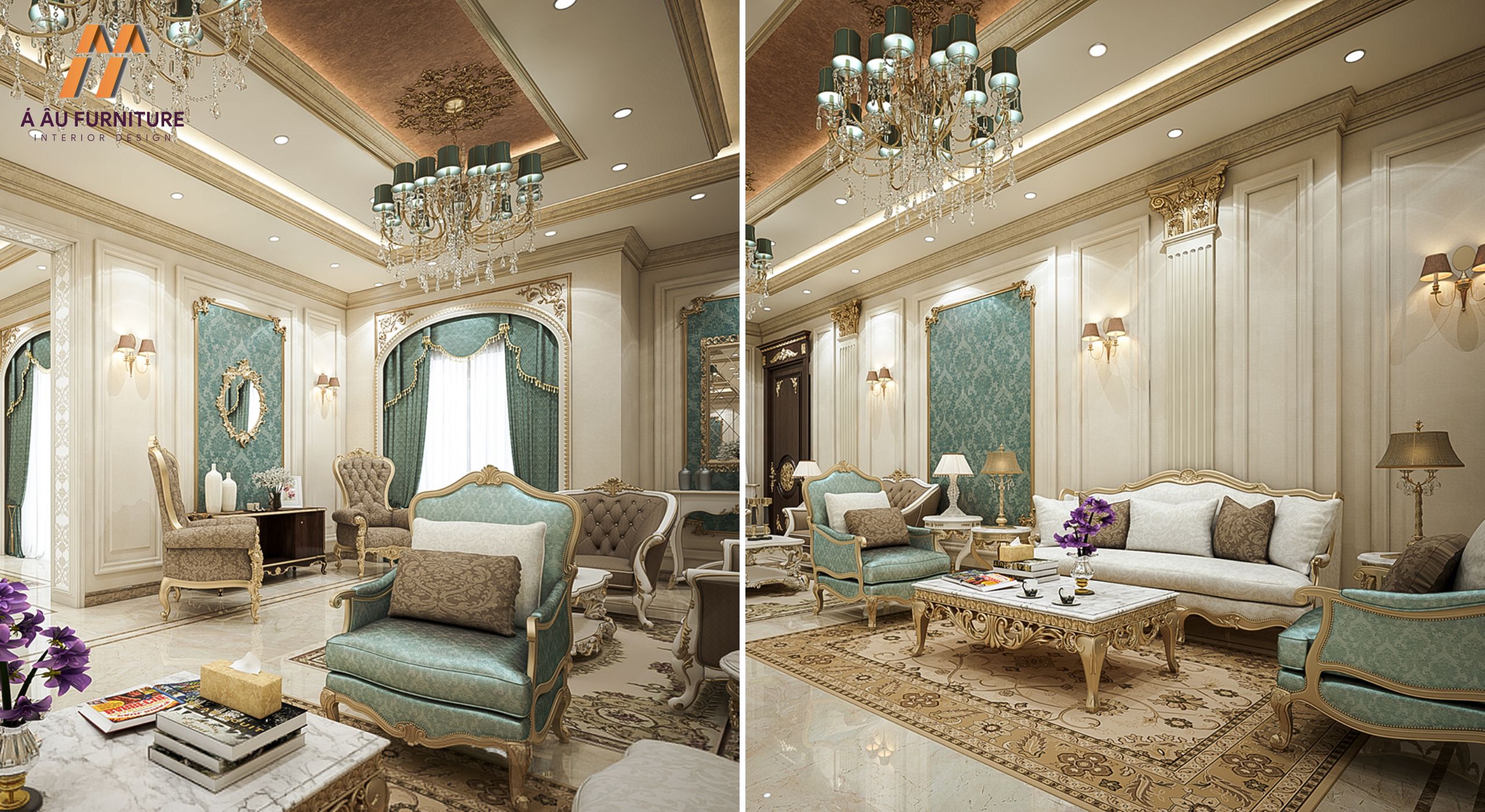 Phòng khách biệt thự cổ điển