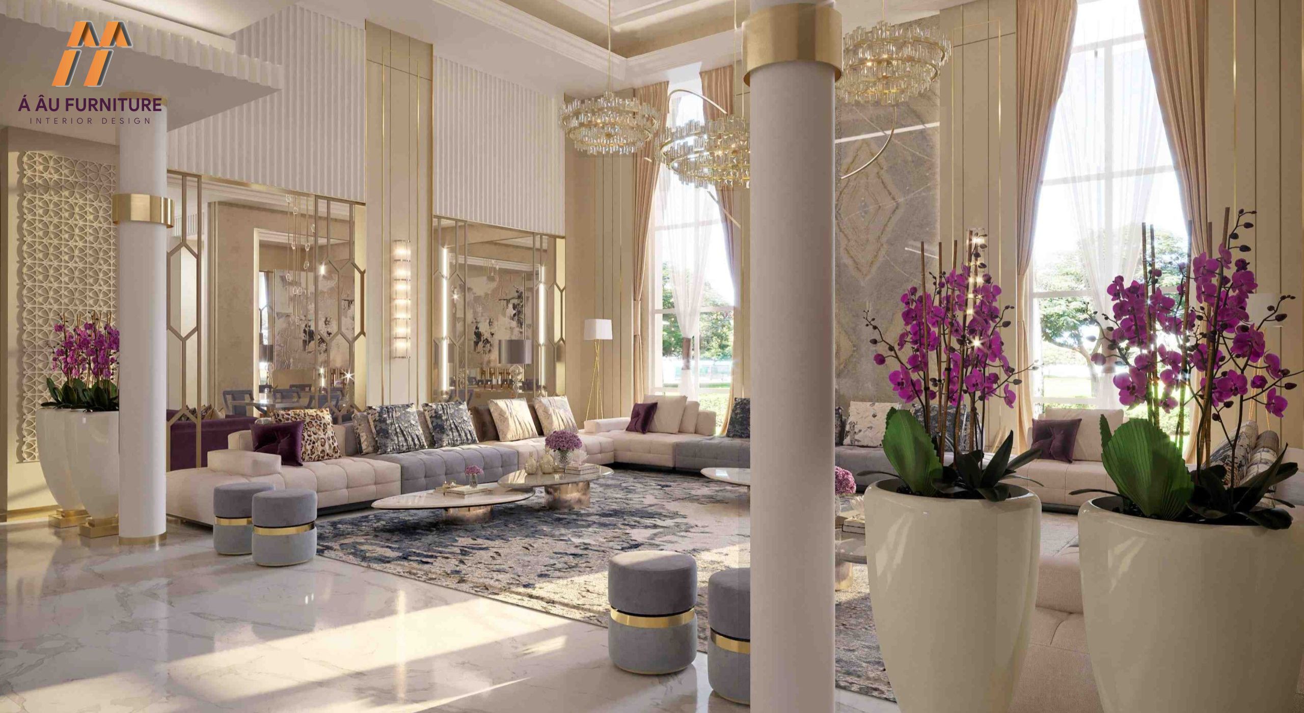 Mẫu phòng khách cổ điển phối màu độc đáo