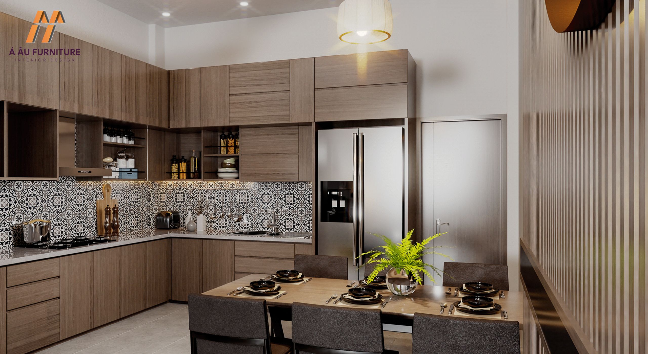 Phòng khách liền bếp 30m2 cho nhà phố