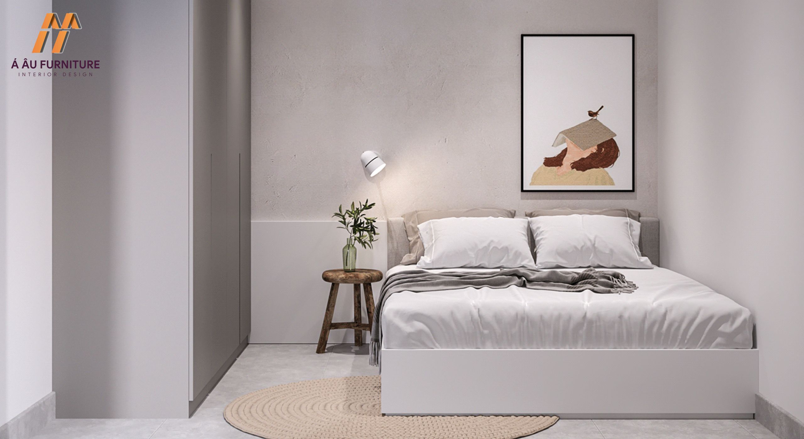 Phòng ngủ nhỏ 10m2 tối giản