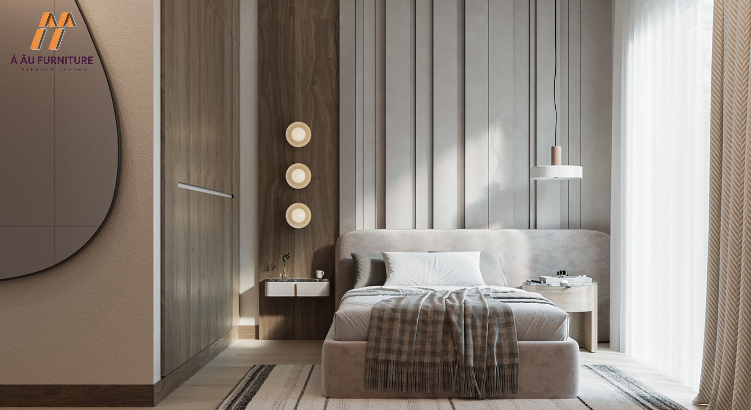 Phòng ngủ nhỏ 10m2 tận dụng cửa kính lớn