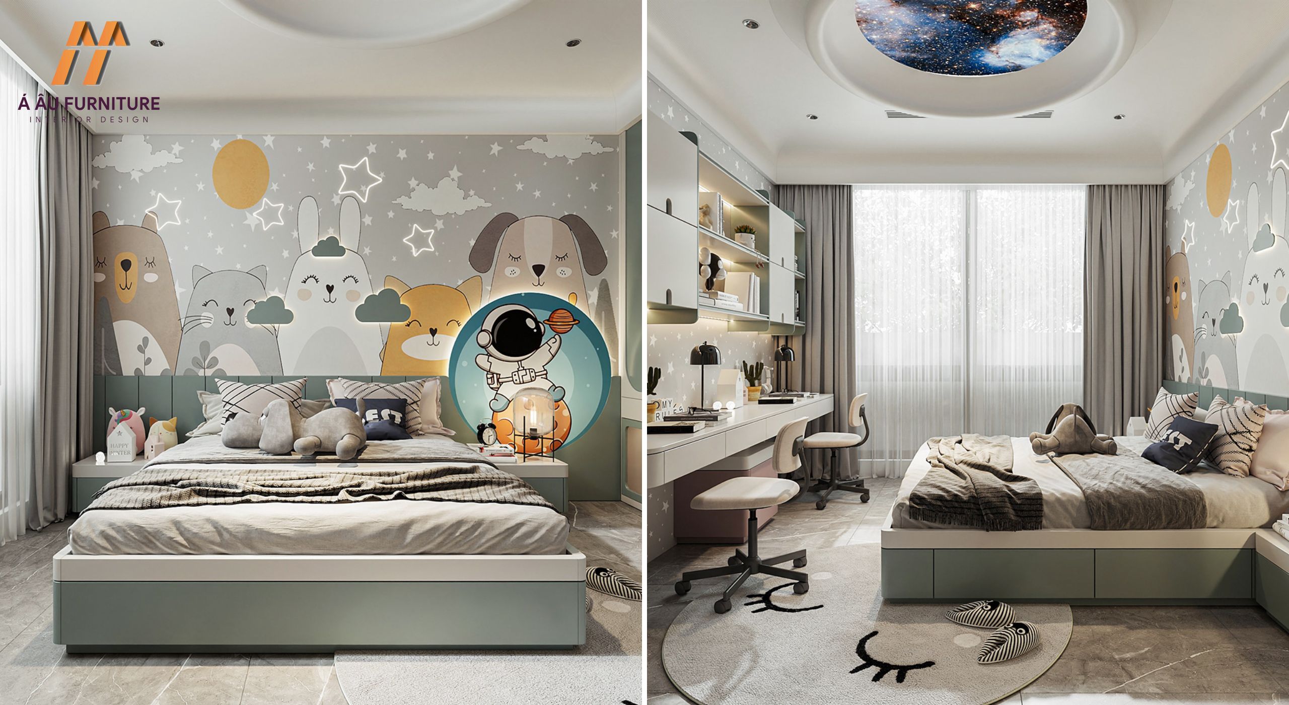 Phòng ngủ 10m2 cho bé