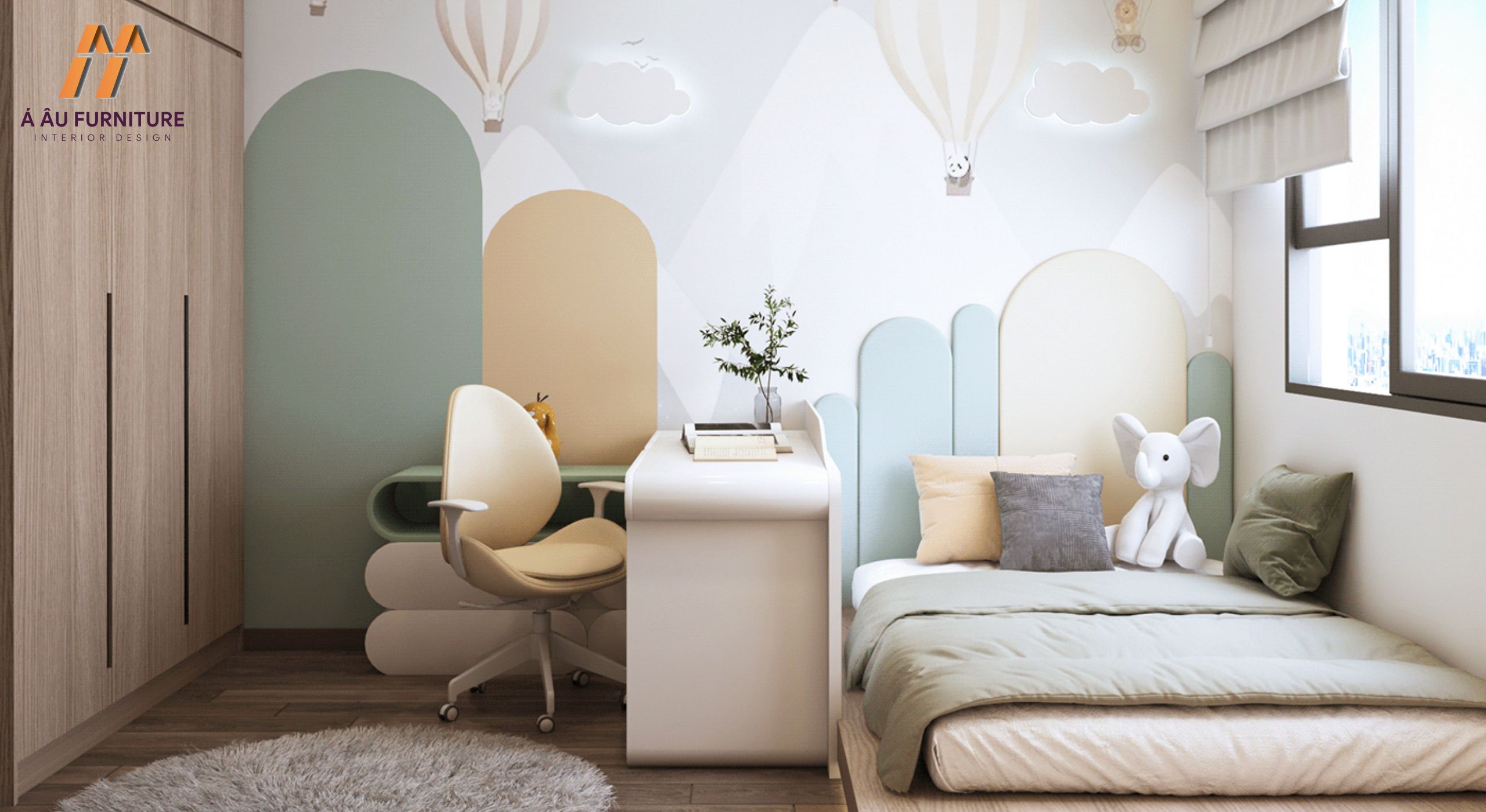 Phòng ngủ 10m2 cho bé