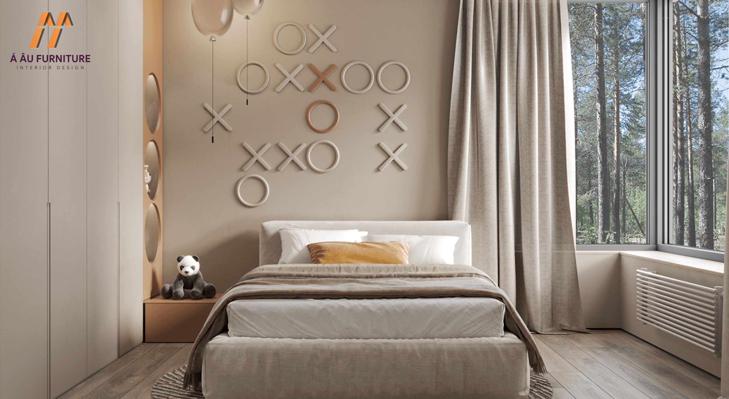 Phòng ngủ nhỏ 10m2 với gam màu tươi sáng