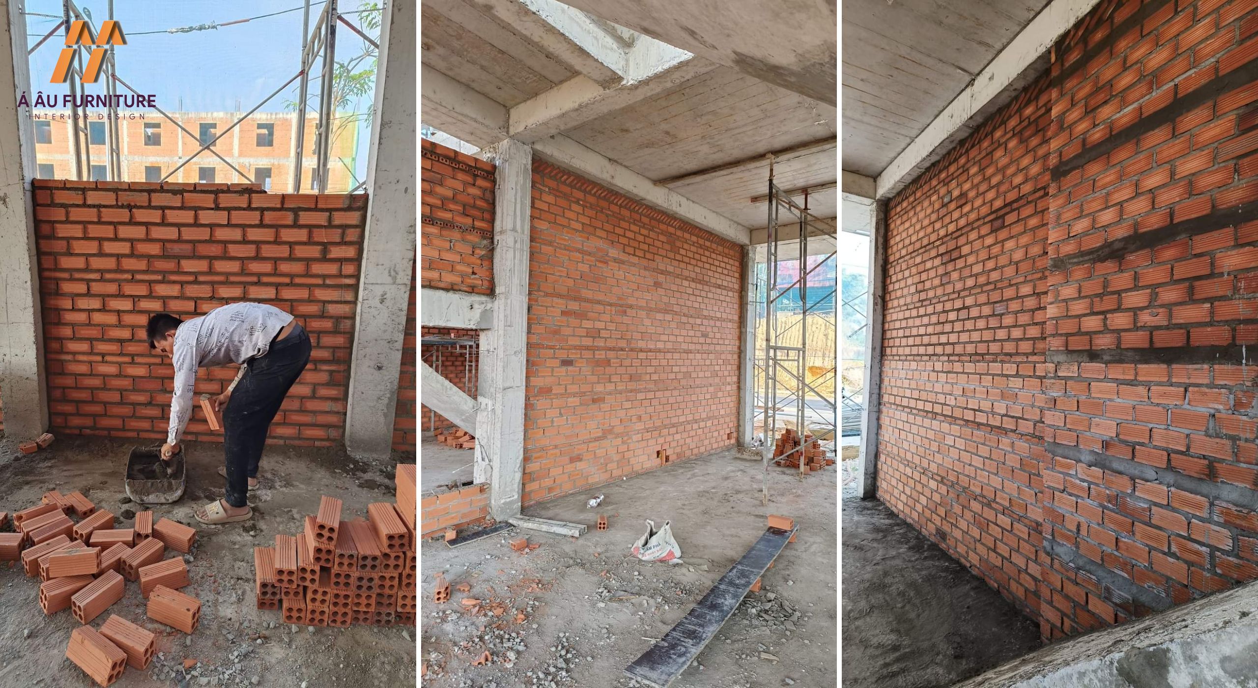 Xây tường bao quanh lầu và các tầng