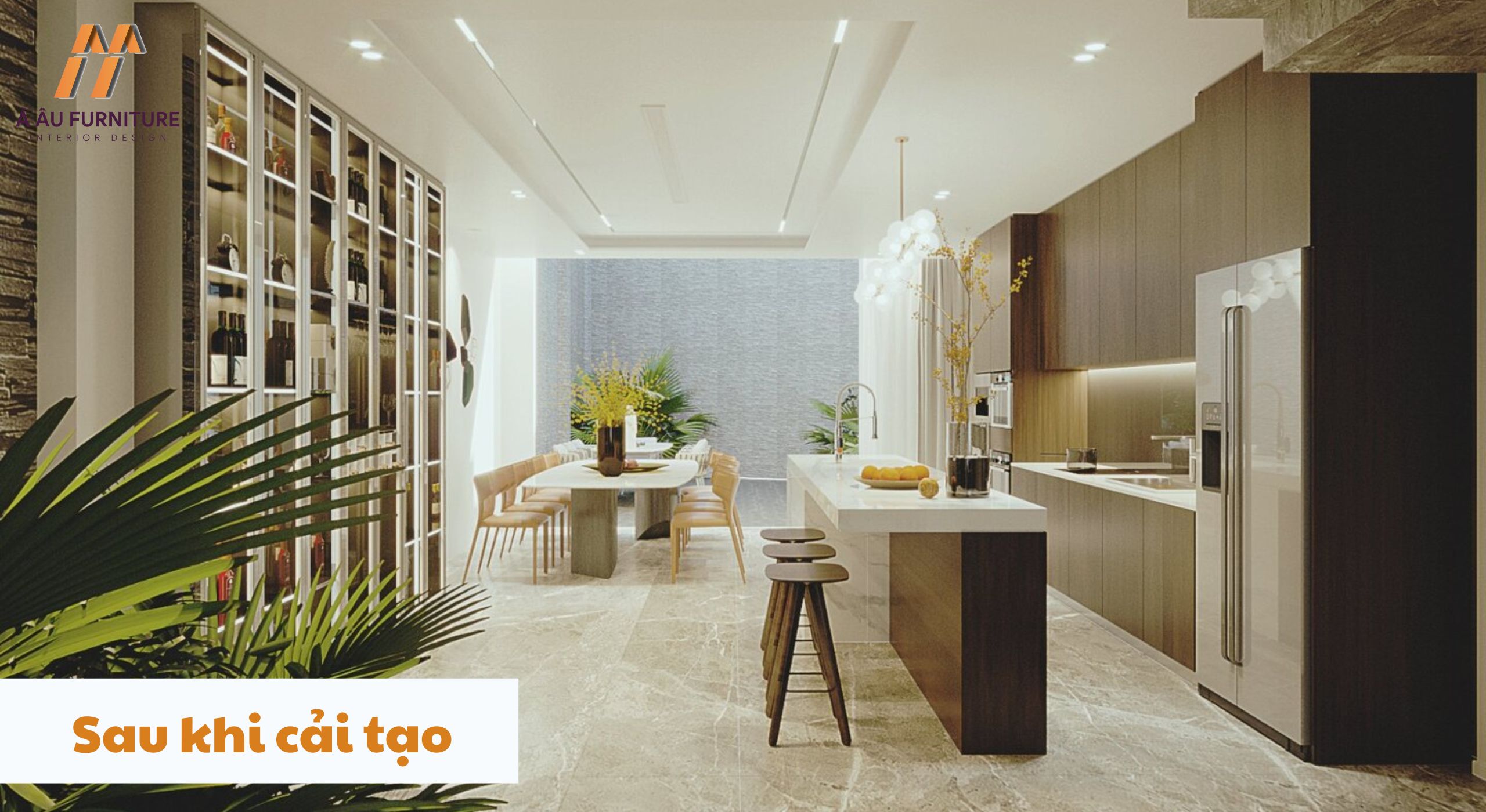 Dự án cải tạo nội thất nhà phố 180m2 1 trệt, 1 lửng và 1 lầu