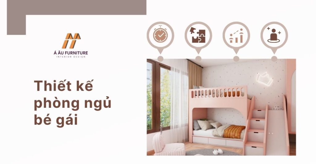 thiết kế nội thất phòng ngủ bé gái